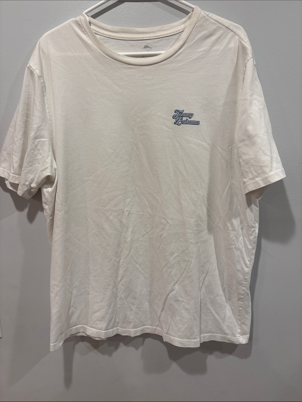 Tommy Bahama Short-Sleeve Crewneck T-Shirt in Cream with Blue Logo